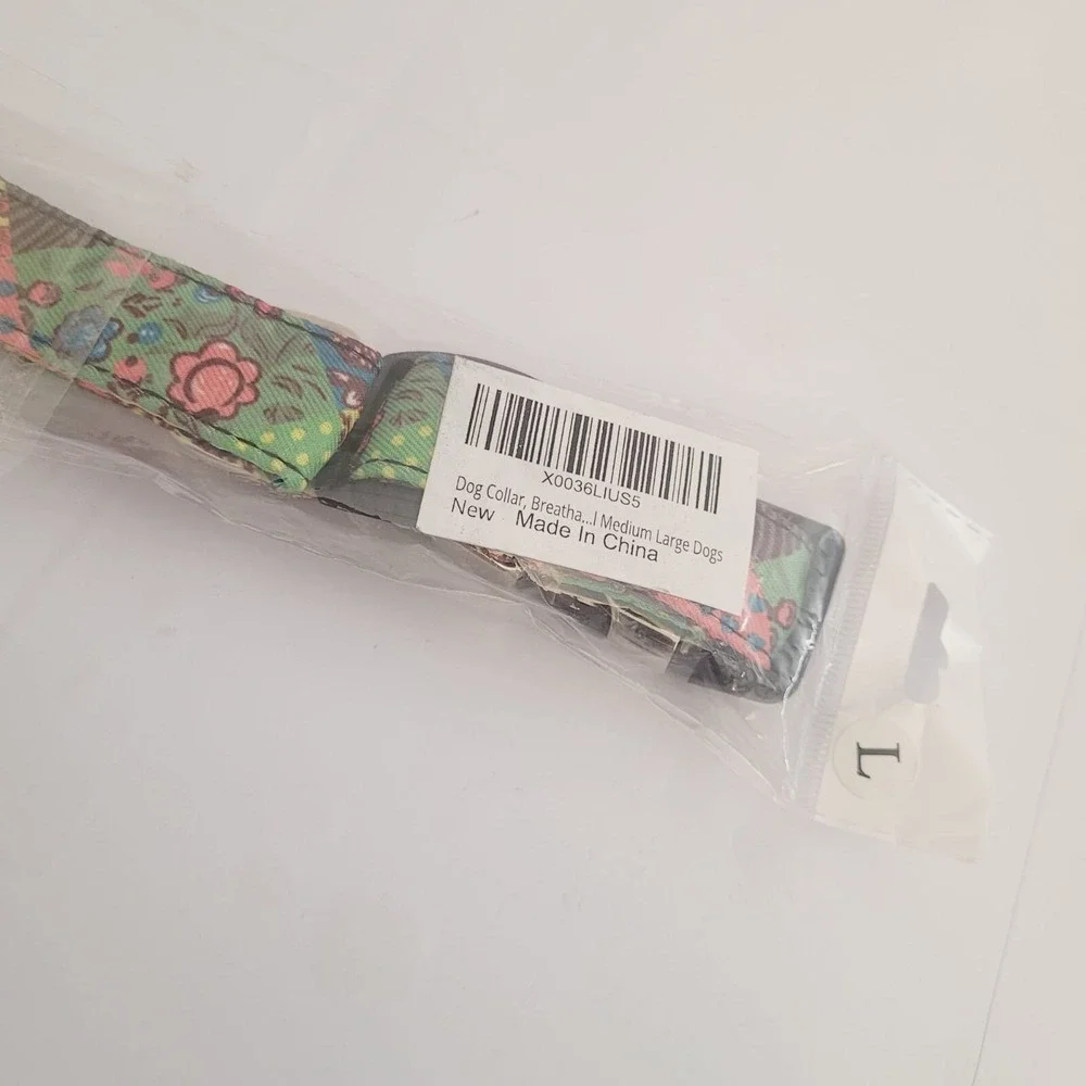 Nylon Floral Collar Dog Puppy Adjustable for Small Medium Large Pets Size L